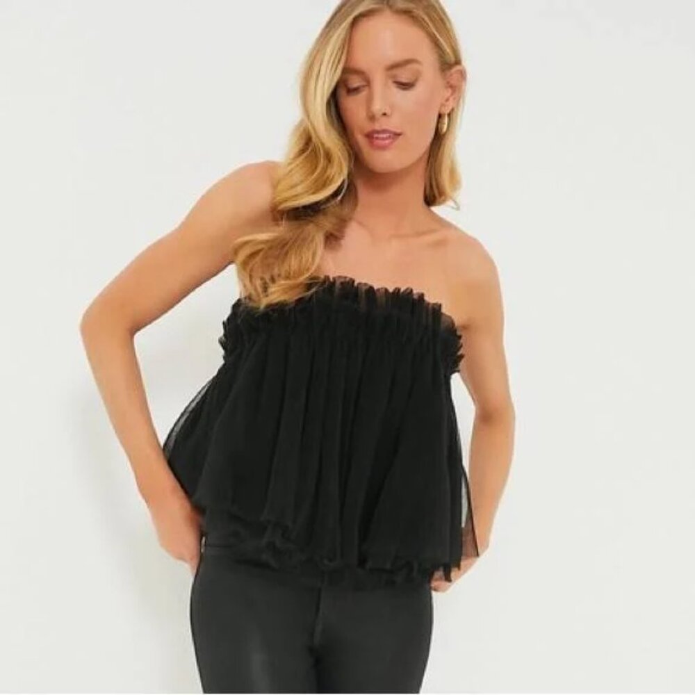 Tuckernuck Hyacinth House Willa Tulle Top Black XS NWT